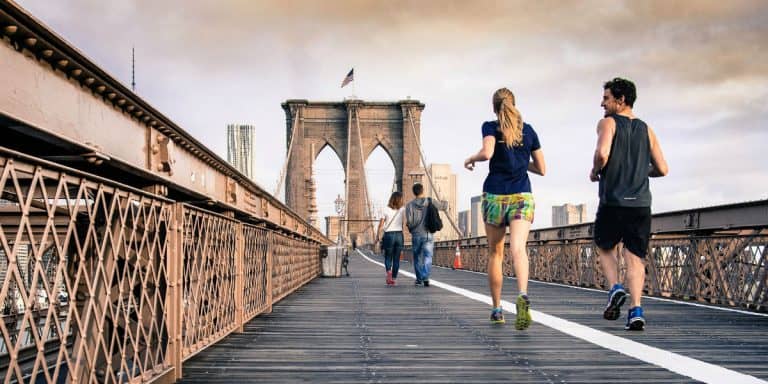 Runners Exercising Brooklyn Bridge